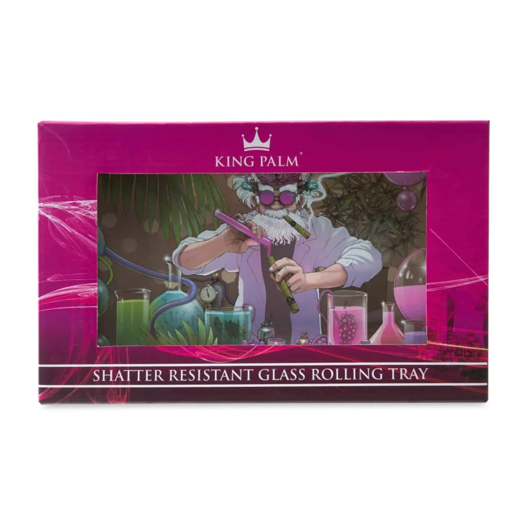 King Palm Shatter-Resistant Glass Rolling Tray – Mad Scientist - *Bargain Bin*